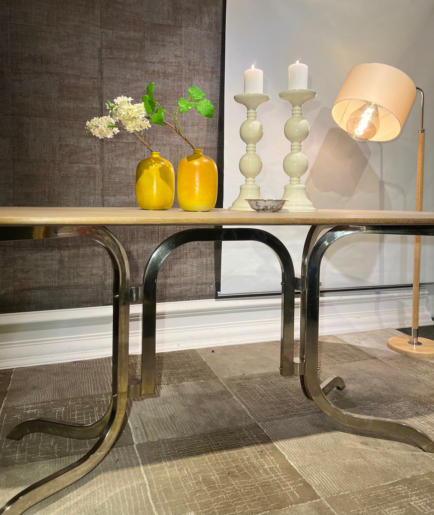 Spisebord - Eik/ krom -Dansk design - Kvalitetsbrukt Møbel fra Hjembruket AS på Hjembruket