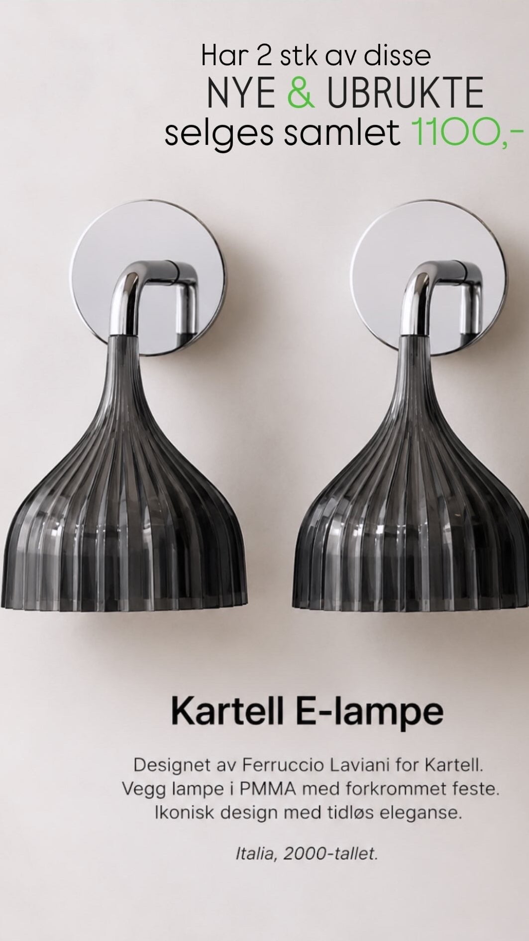 Vegglamper fra Kartell - Kvalitetsbrukt Møbel fra Hjembruket AS på Hjembruket