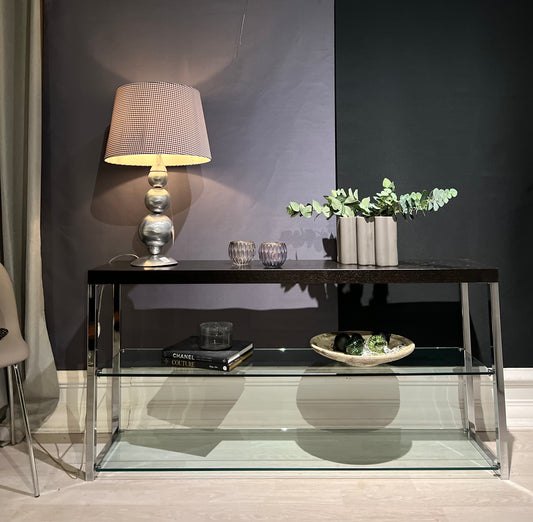Konsollbord  - Krom & glass - Kvalitetsbrukt Møbel fra Hjembruket AS på Hjembruket