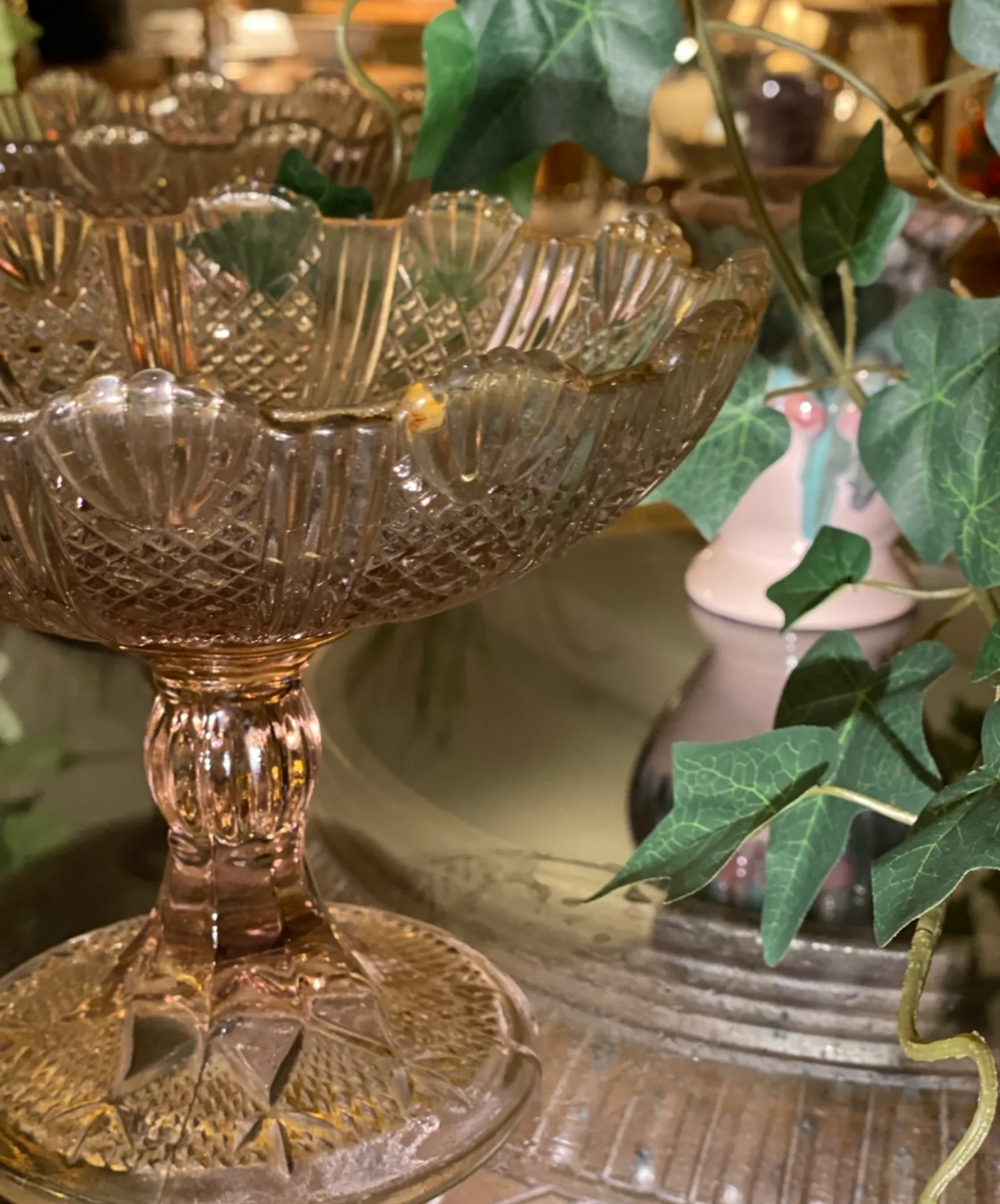 Vintage stettefat pressglass - Kvalitetsbrukt Møbel fra Hjembruket AS på Hjembruket